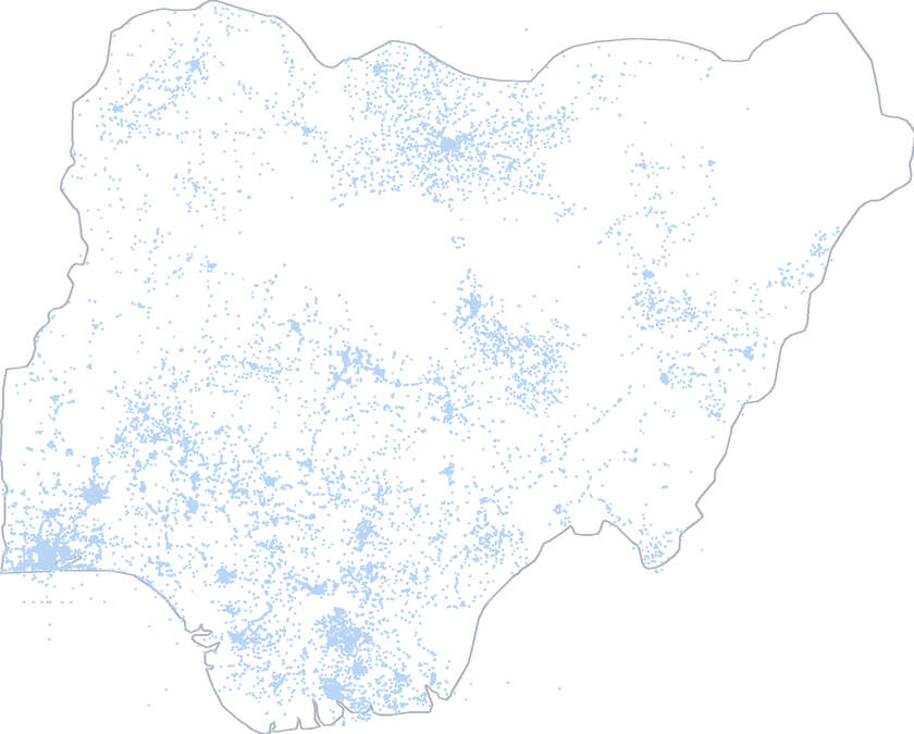 Map of Nigeria showing the location of junior secondary schools